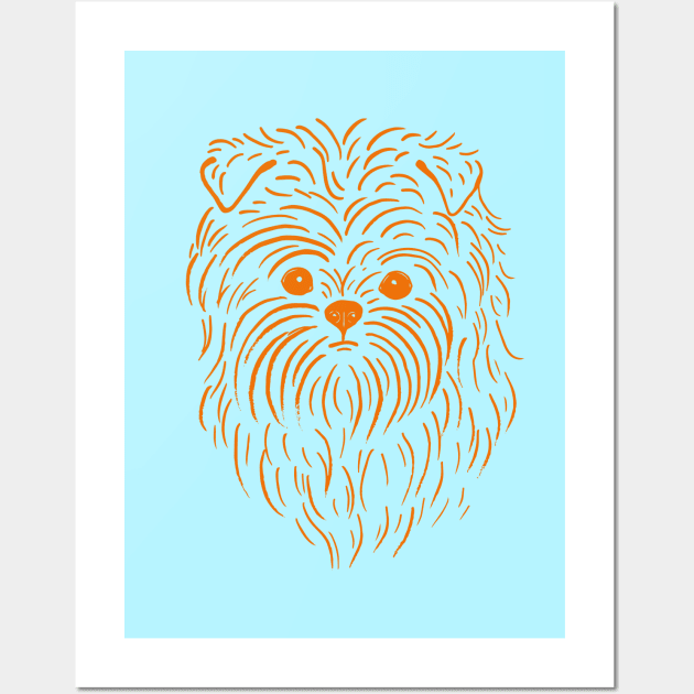 Affenpinscher (Light Blue and Orange) Wall Art by illucalliart